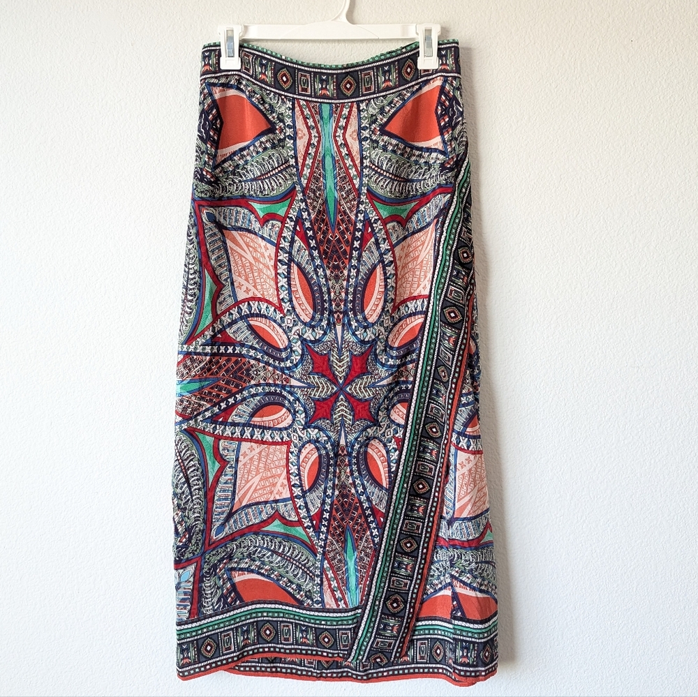 Maeve Anthropologie Midi Silk Skirt